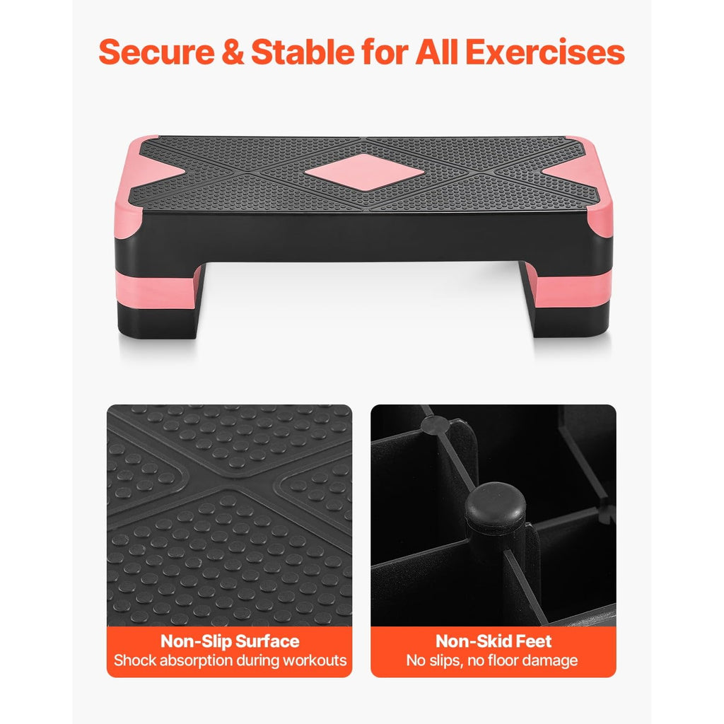 Adjustable Non Slip Aerobic Step Platform with 4 Risers H456