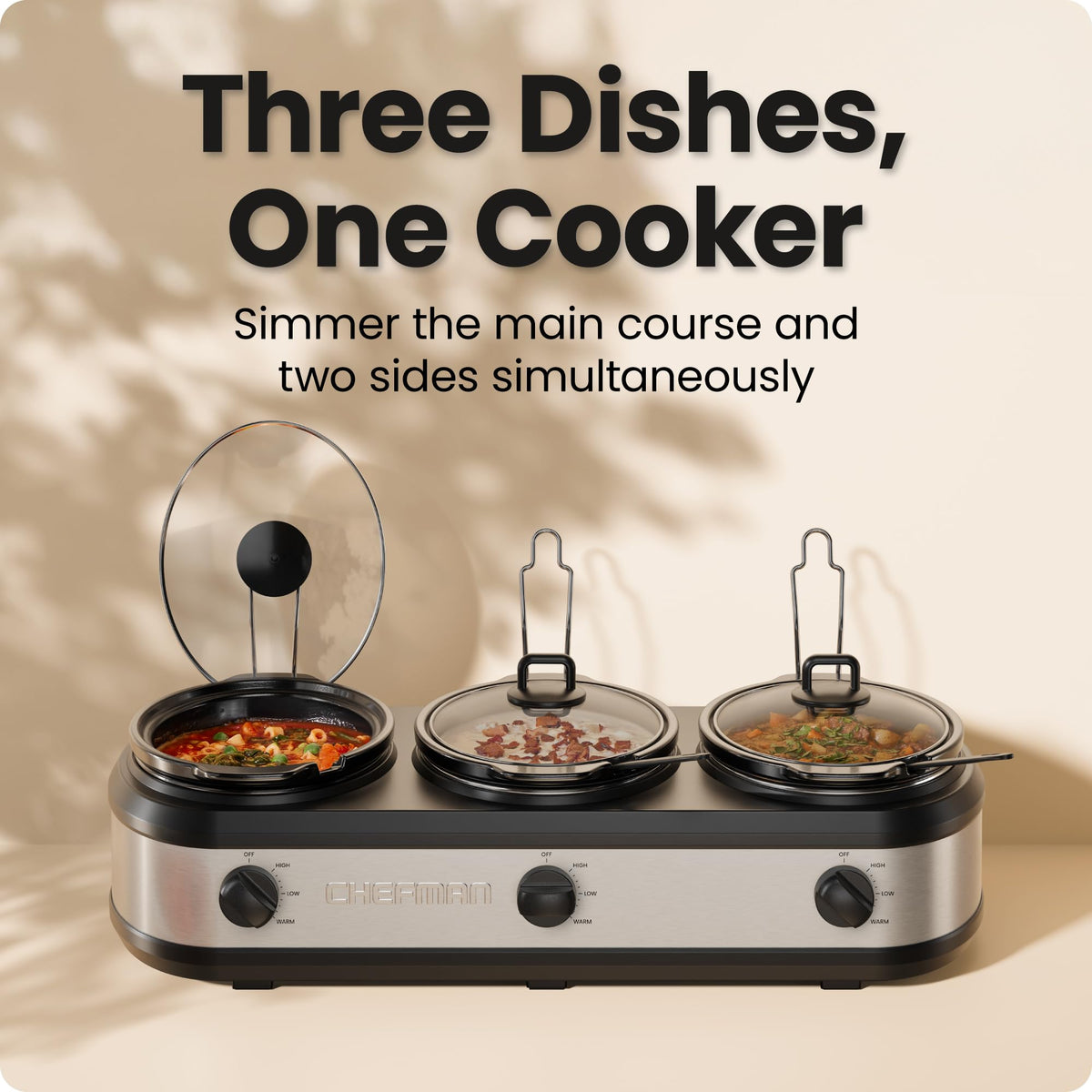 Triple Slow Cooker with 2.5 Qt Ceramic Crocks S83378