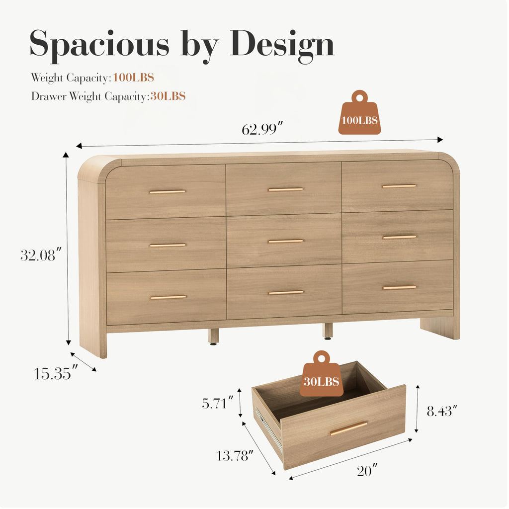 Gray Oak 9 Drawer Dresser T756178