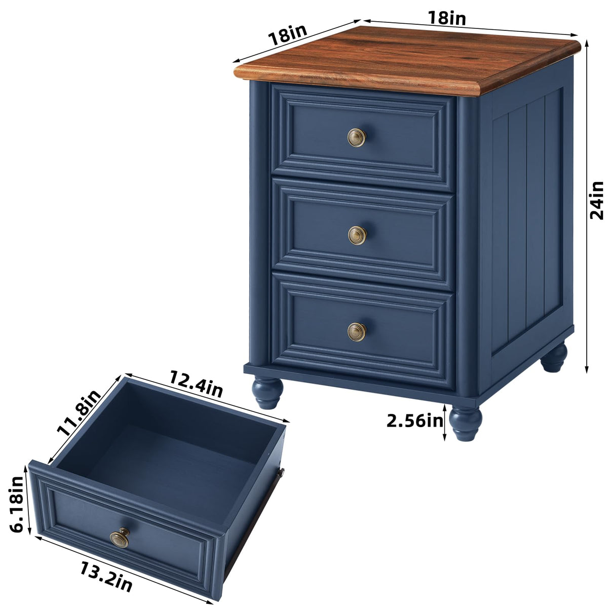 18" Night Stand with 3 Drawers Q8604