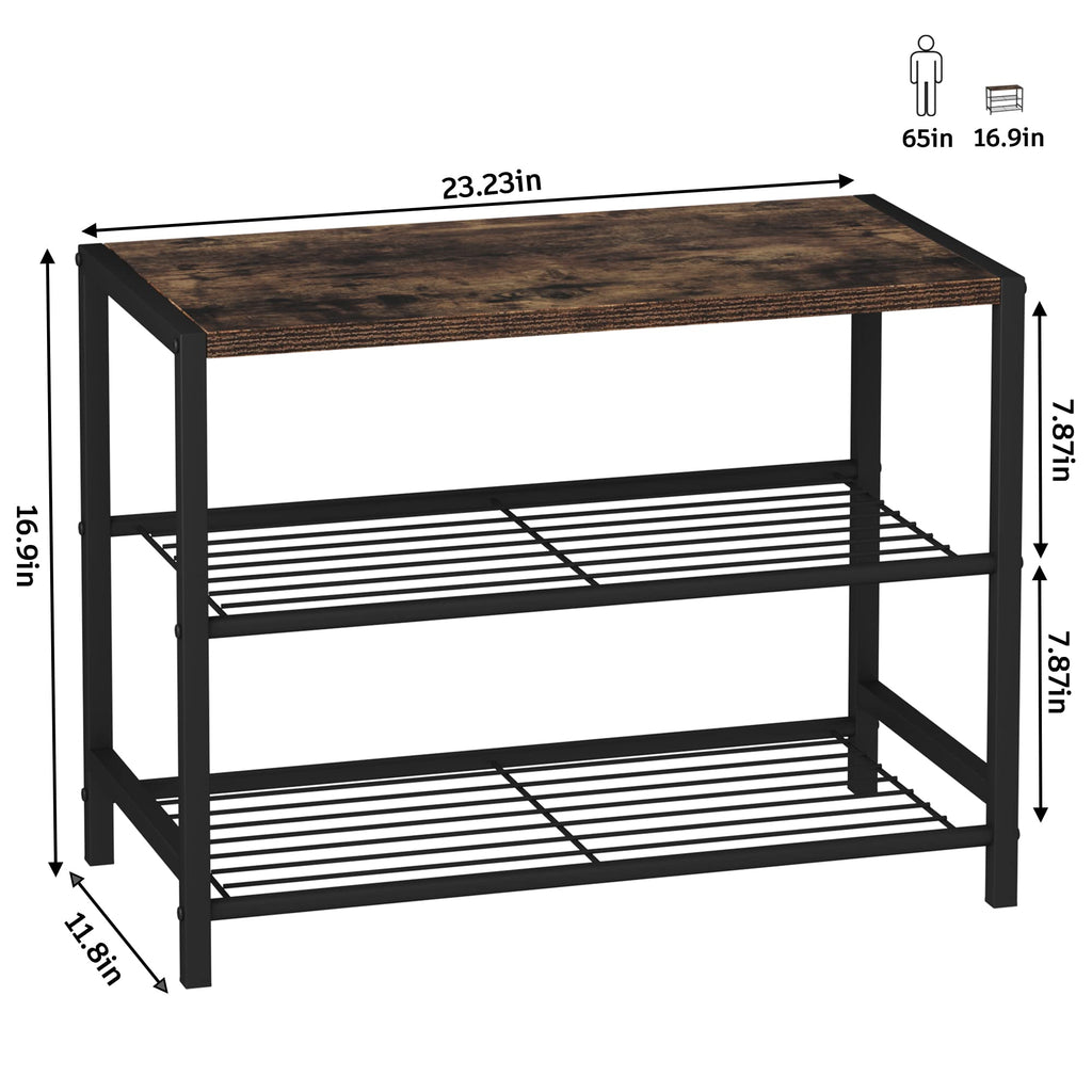 3-Tier Narrow Shoe Rack with Metal Shelves C520506