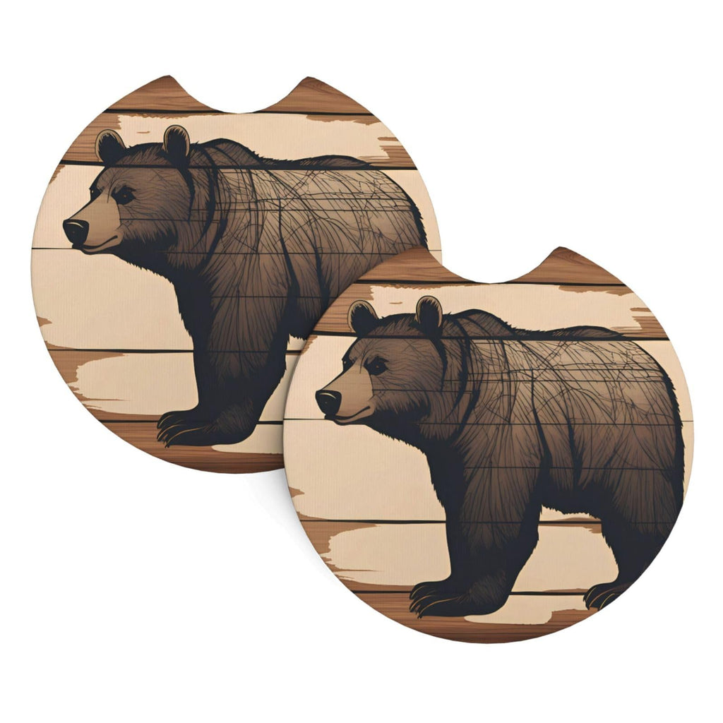 Car Coasters Set of 2 Black Bear 2.7 in G344930