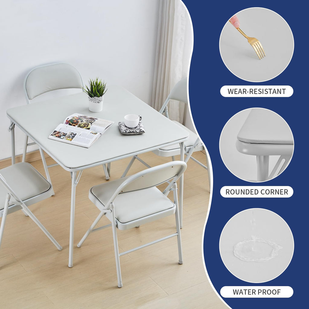 Square Folding Table with Collapsible Legs White Q118132
