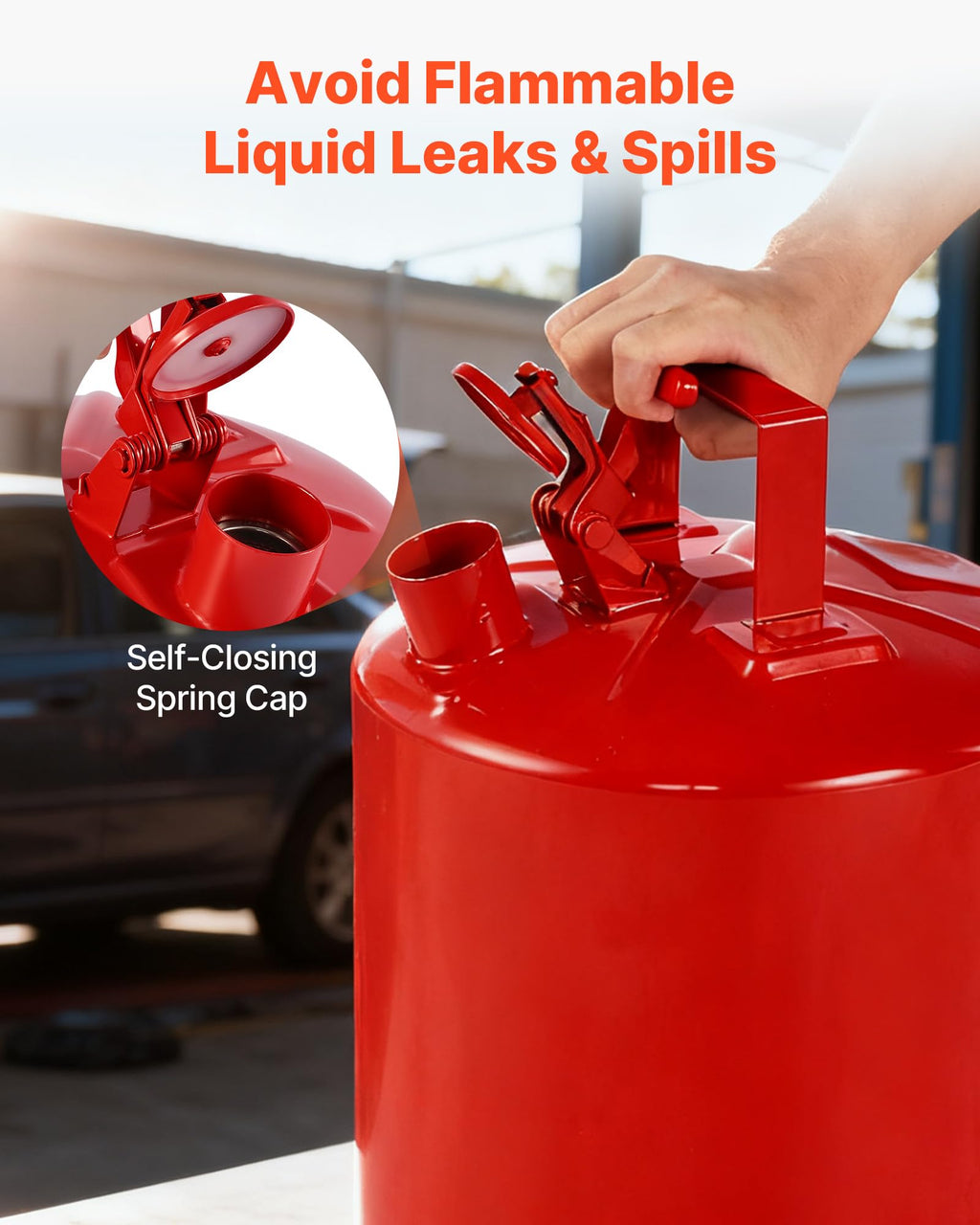 5 Gallon Red Metal Safety Gas Can with Flame Arrester V1864