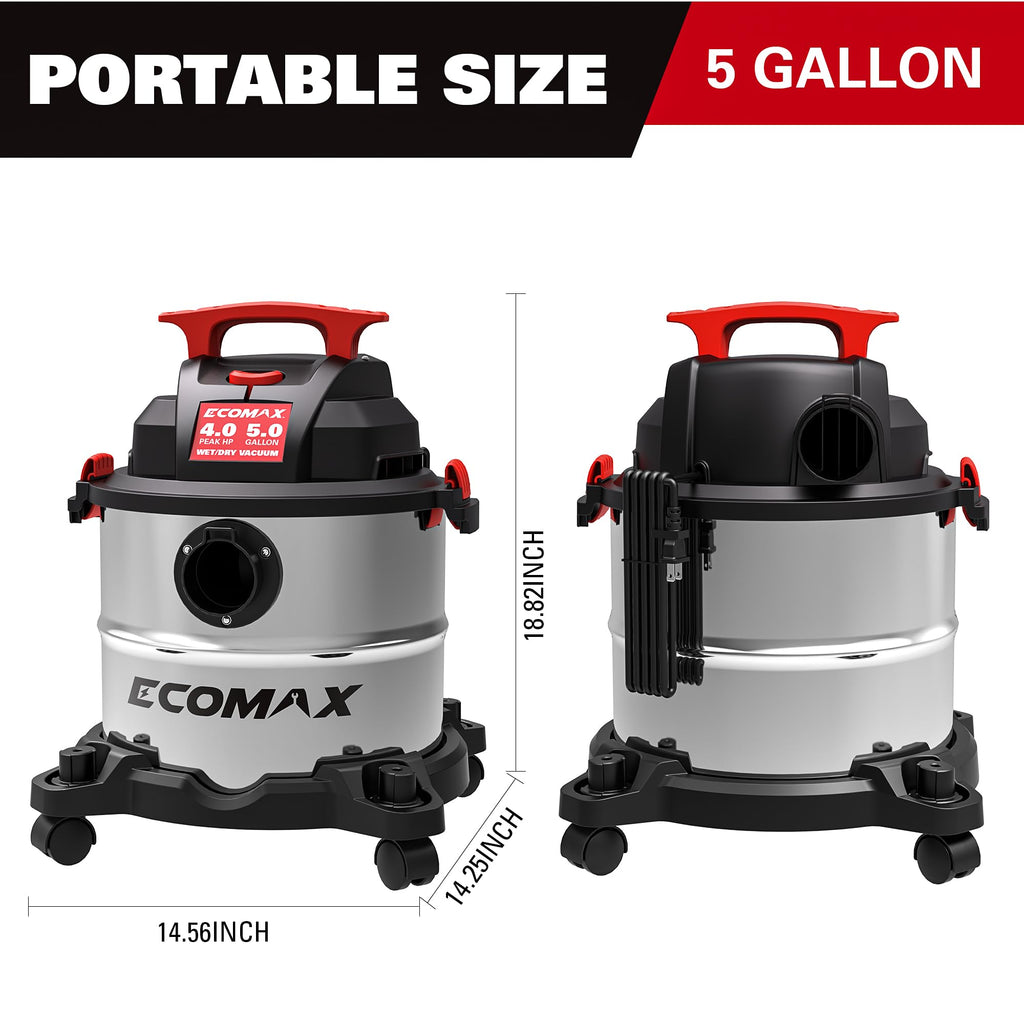Wet and Dry 5 Gallon 4 HP Stainless Steel Shop Vacuum G935