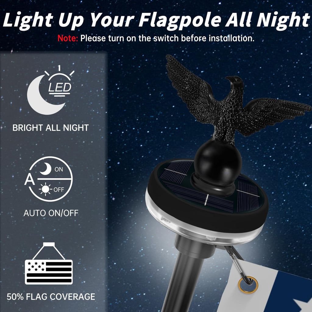 7FT Stainless Steel Flag Pole Kit with Solar Light and Adjustable Bracket W20843