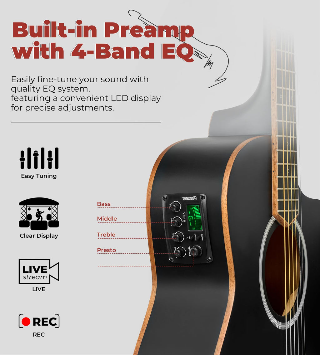 3/4 Electric Acoustic Guitar Kit with 4-Band EQ G15257