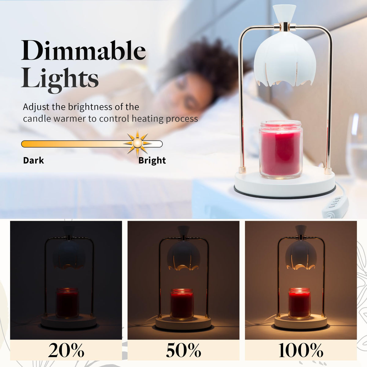 Electric Candle Warmer Lamp with Timer & Dimmer Q372804