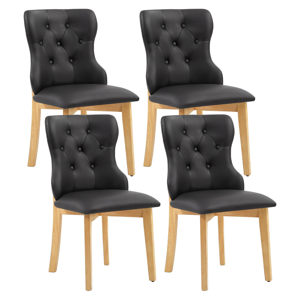 Black Upholstered Dining Chairs Set of 4 PU Leather X450432