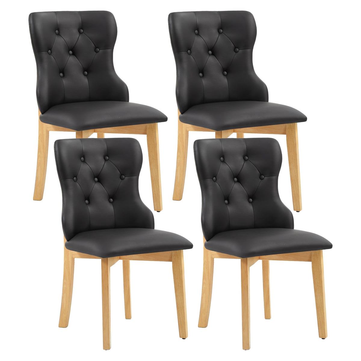 Black Upholstered Dining Chairs Set of 4 PU Leather X450432