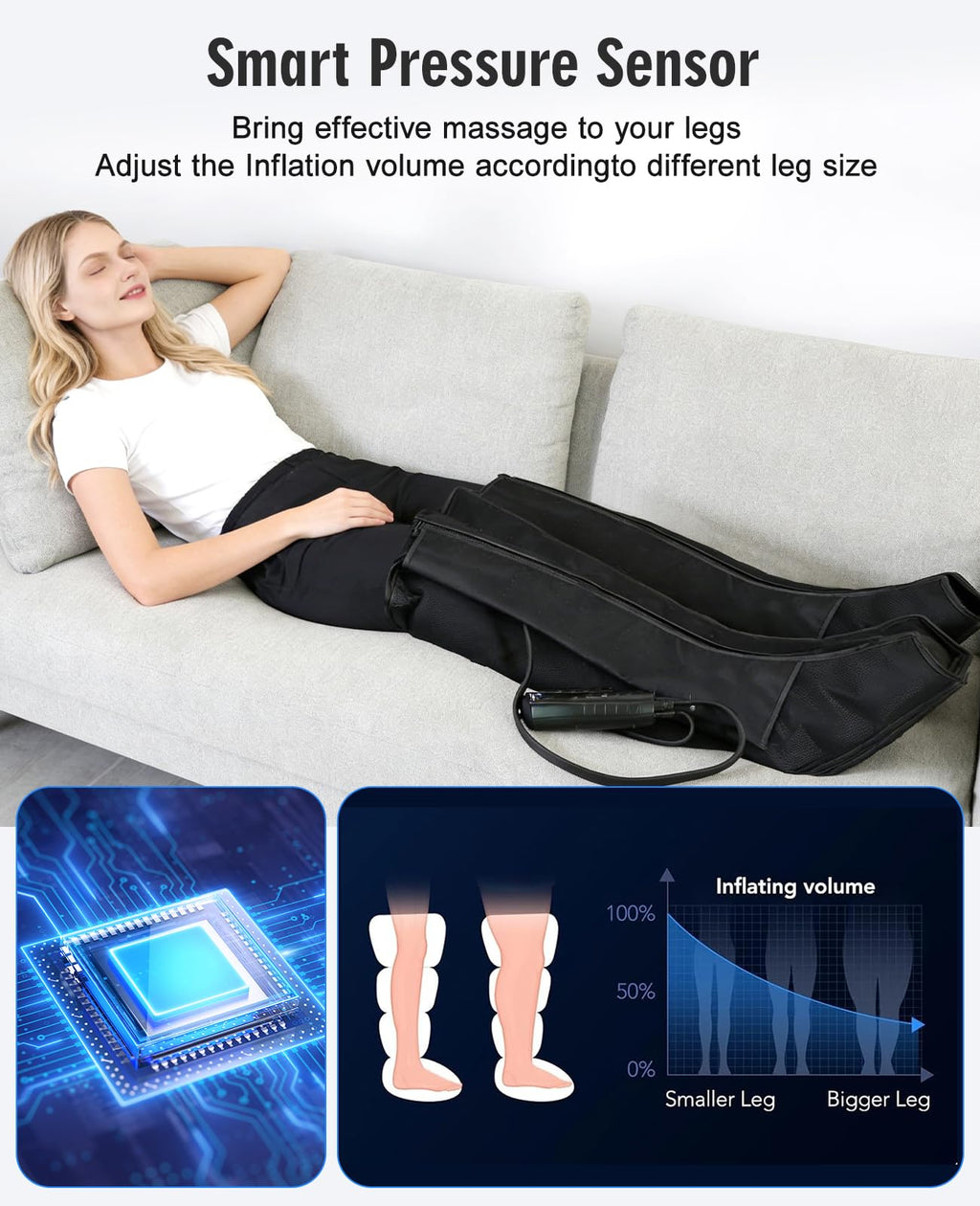 Leg Air Compression Massager with Zipper Boots 6 Modes C137912