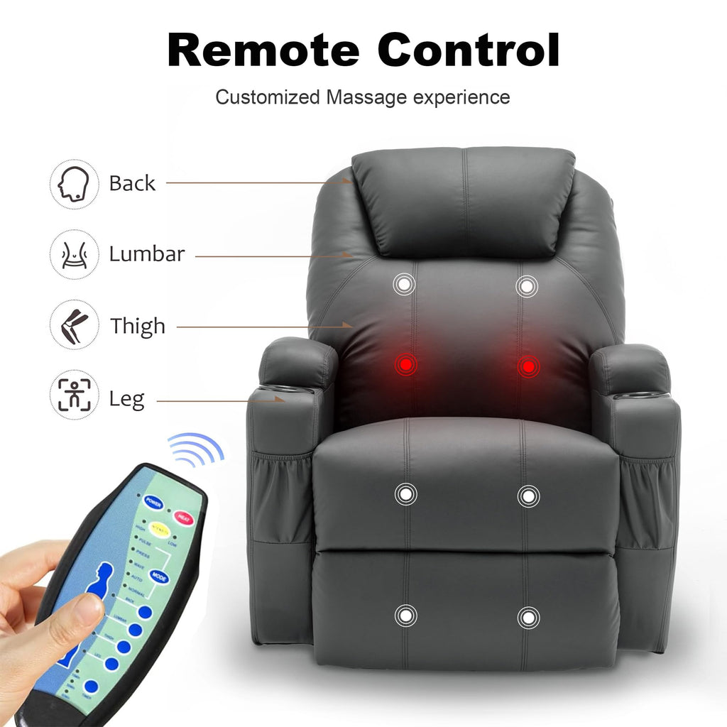 Massage Heat 360° Swivel Rocking Recliner Chair with Remote and Cup Holder I98266