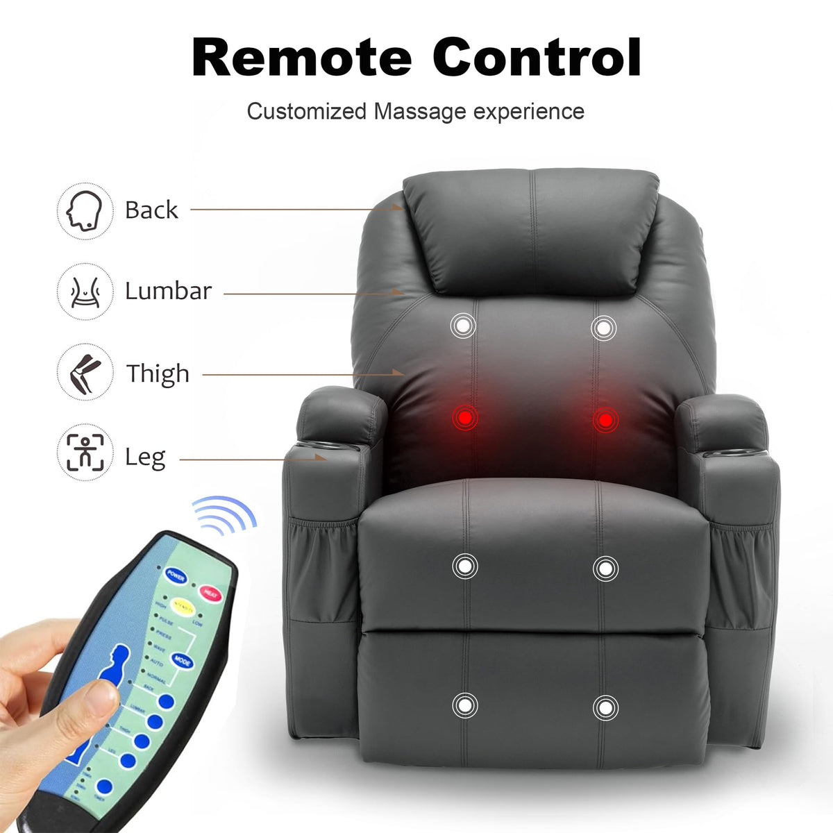 Massage Heat 360° Swivel Rocking Recliner Chair with Remote and Cup Holder I98266