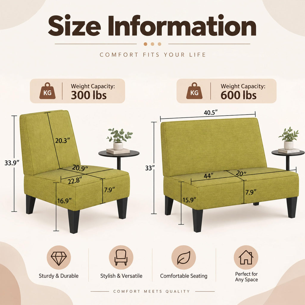 Green Upholstered Accent Chair Set of 2 W24964