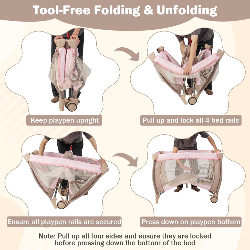 3 in 1 Portable Baby Playard with Bassinet and Changing Table C1635