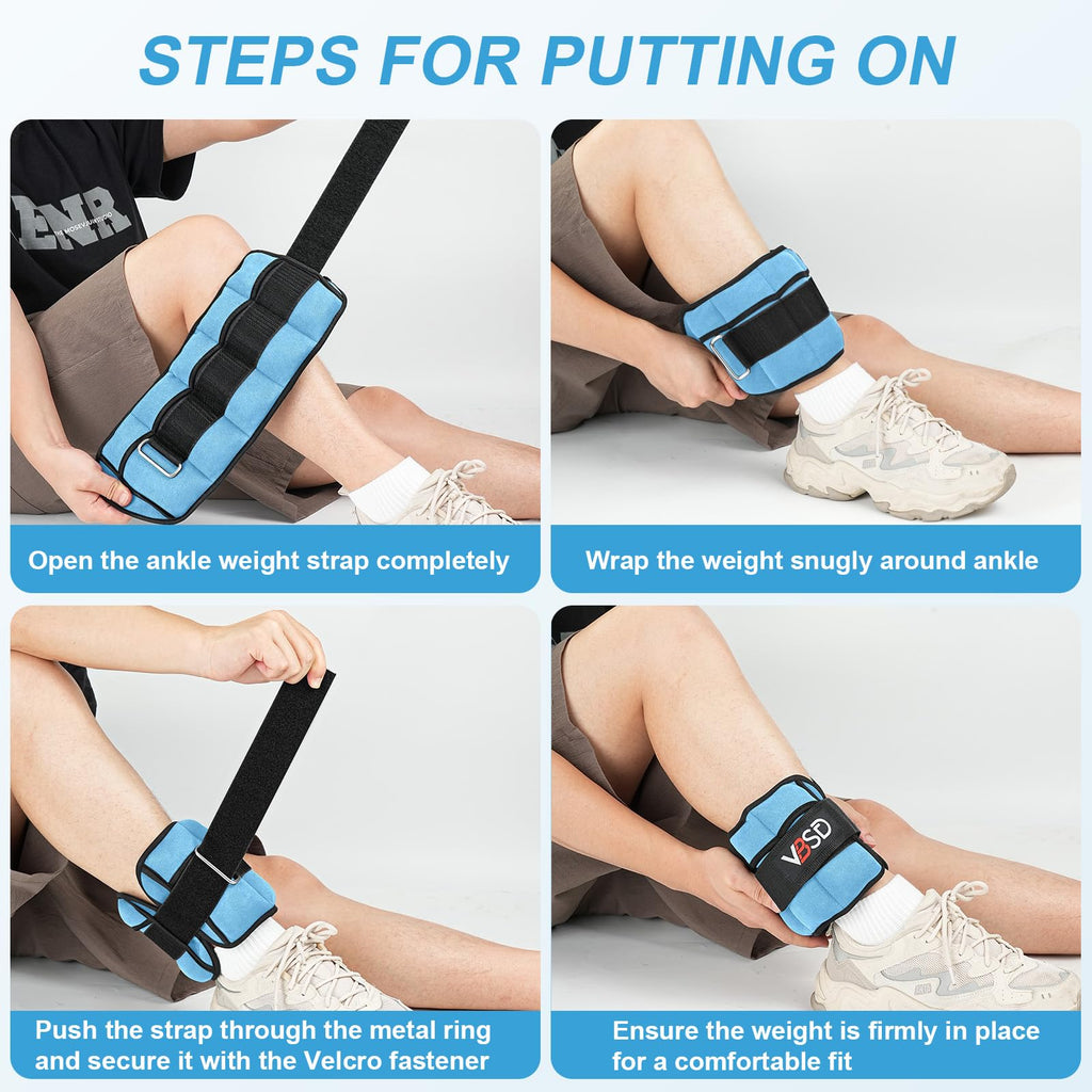 Adjustable Ankle Weights 10lb 1 Pair Blue W1853