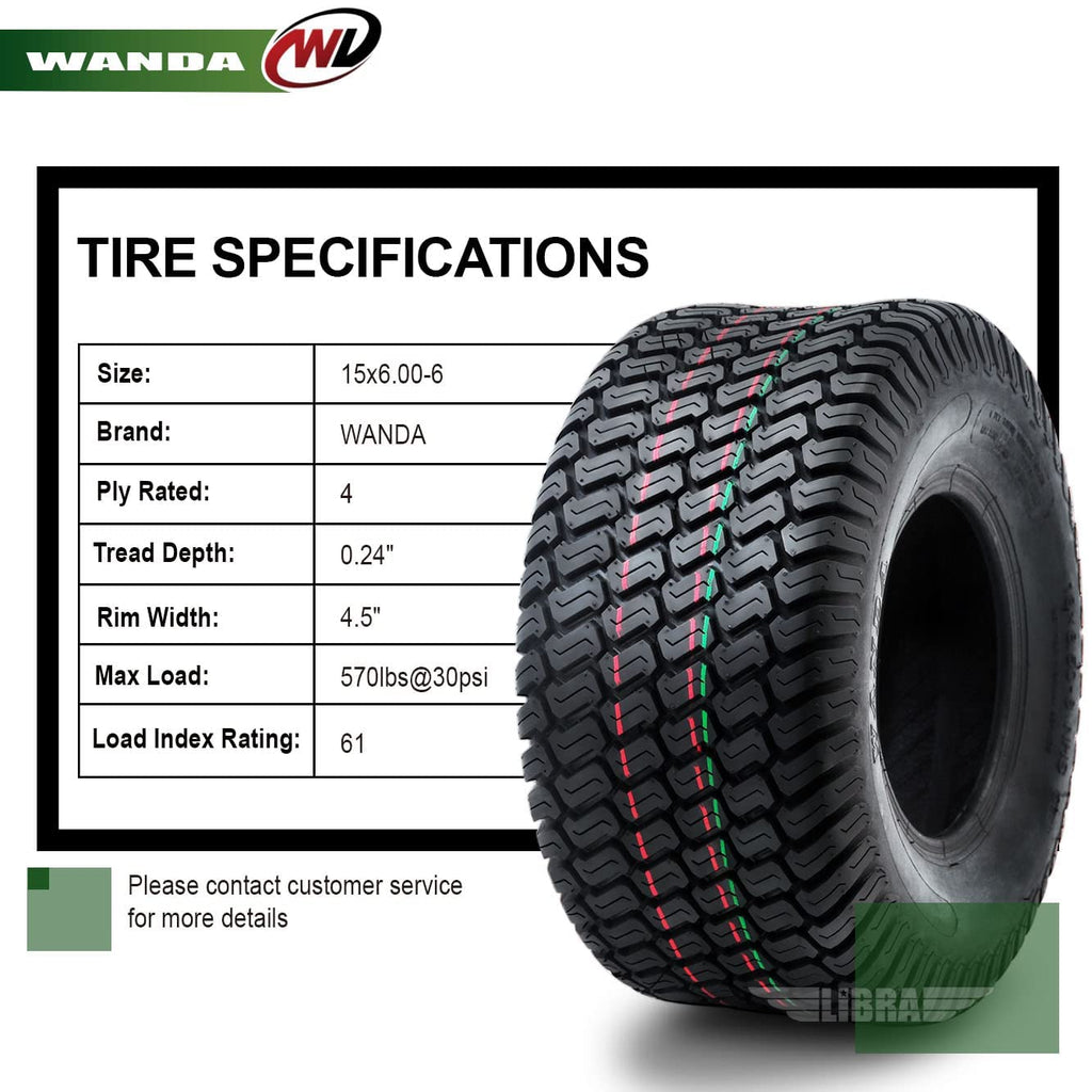 15x6-6 Lawn Mower Tractor Tires Set 2 N4874