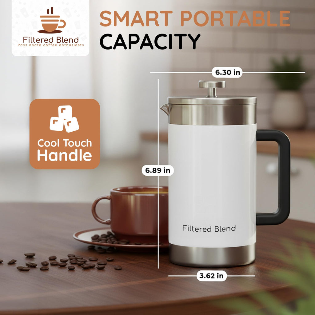 54 oz White Stainless Steel French Press Coffee Maker T201