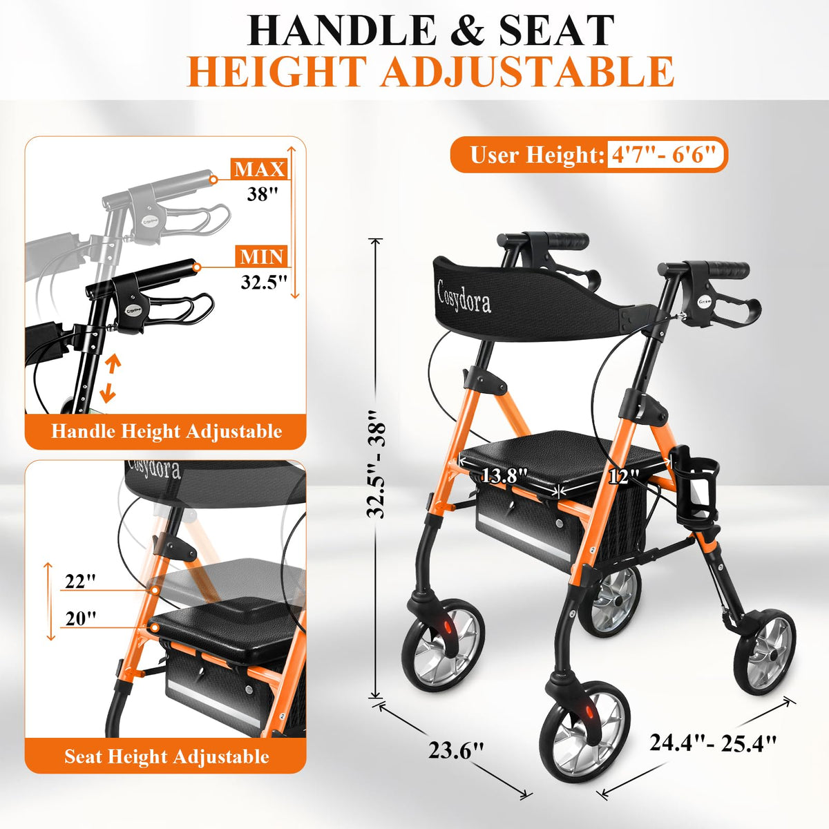 Ultra Lightweight Rollator Walker with Seat O464