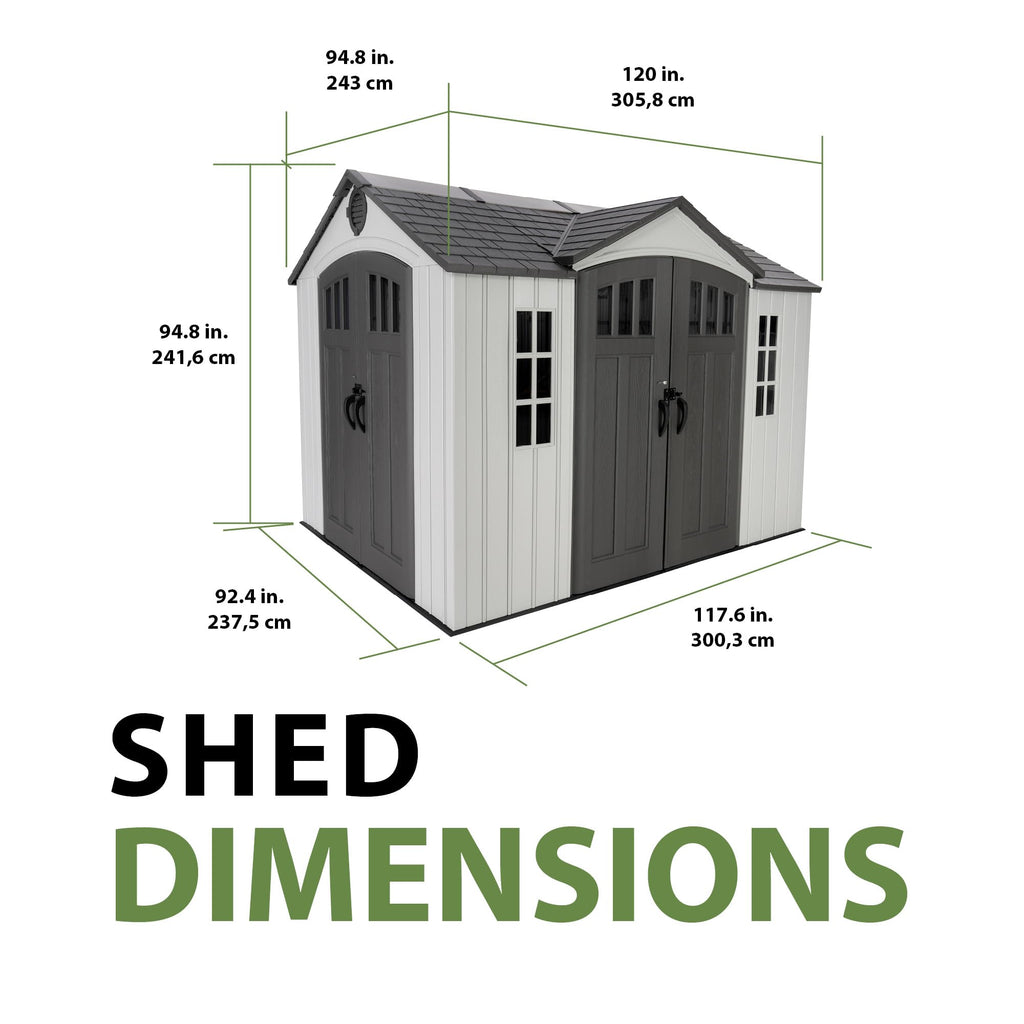 10x8 Ft Gray Resin Outdoor Storage Shed with Double Doors A335457