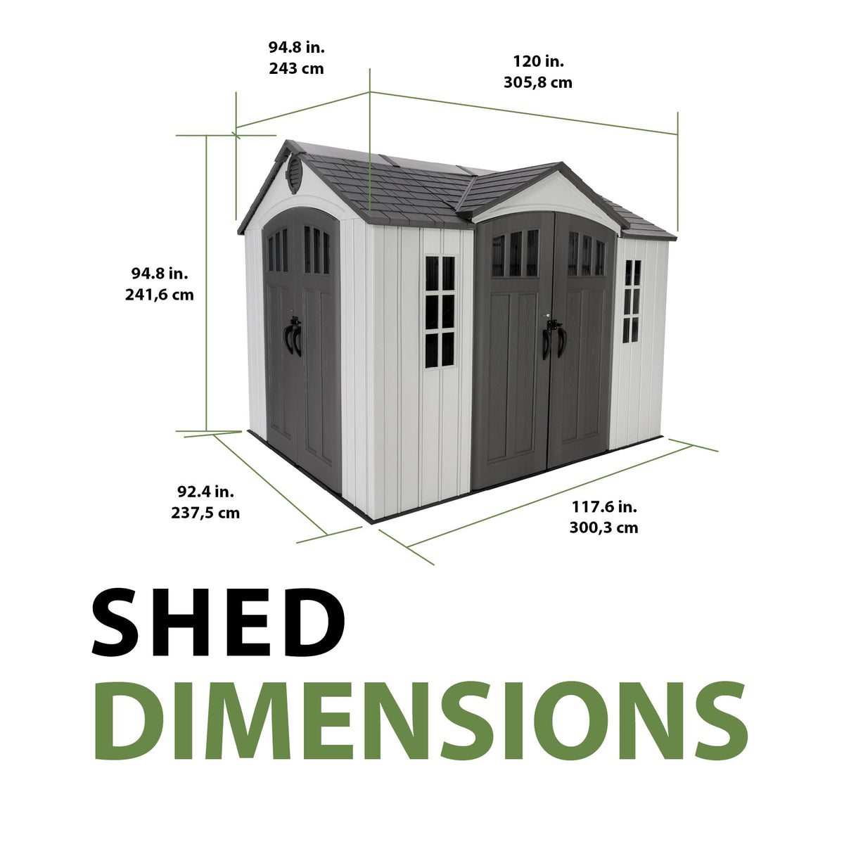 10x8 Ft Gray Resin Outdoor Storage Shed with Double Doors A335457