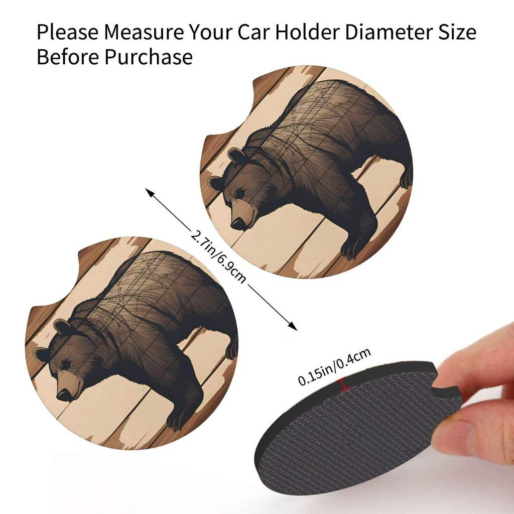 Car Coasters Set of 2 Black Bear 2.7 in G344930
