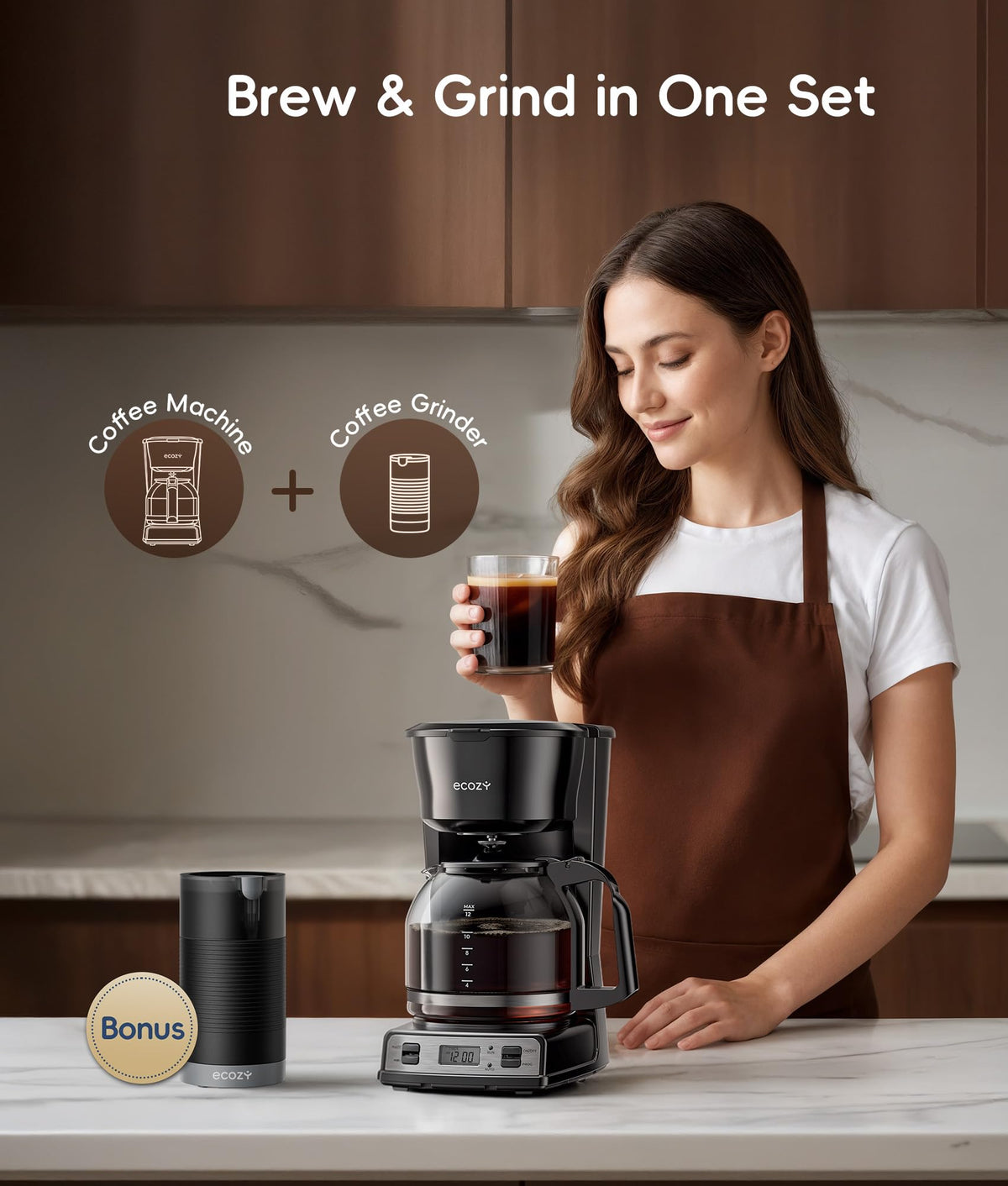 12-Cup Drip Coffee Maker with Electric Coffee Grinder C8024