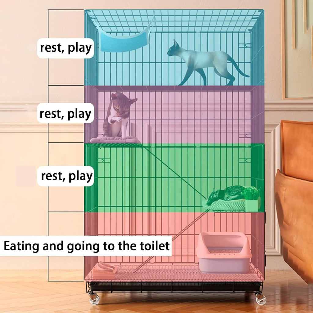 4-Tier Cat Cage with Wheels V315