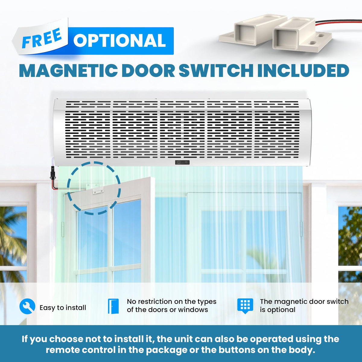 40-Inch Commercial Air Curtain, Dual Speed, Magnetic Door Switch, White K870738
