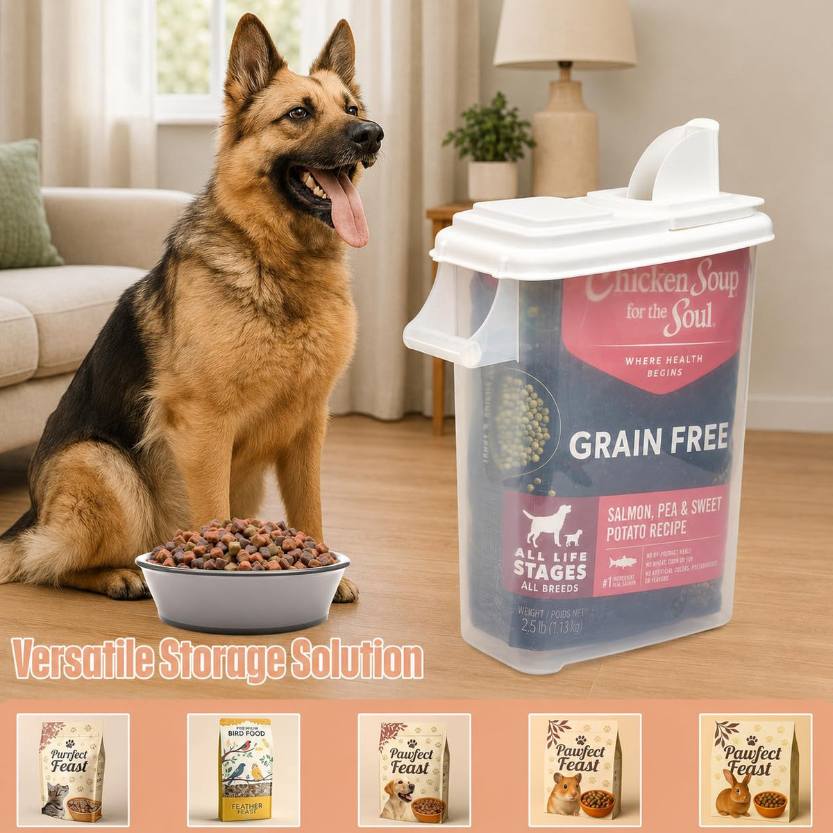 Airtight Pet Food Storage Container 32 Quart with Pour Spout M541137