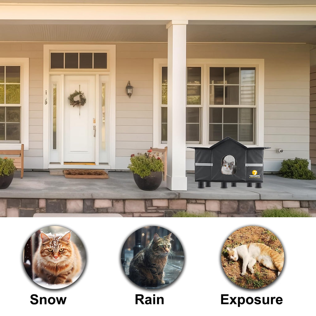 Weatherproof Large Insulated Outdoor Cat House with Roof Window D345823