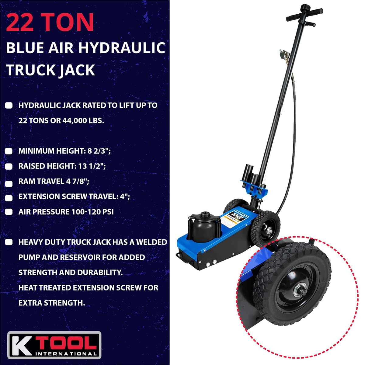 22 Ton Air Hydraulic Truck Jack 44,000 lbs D23634