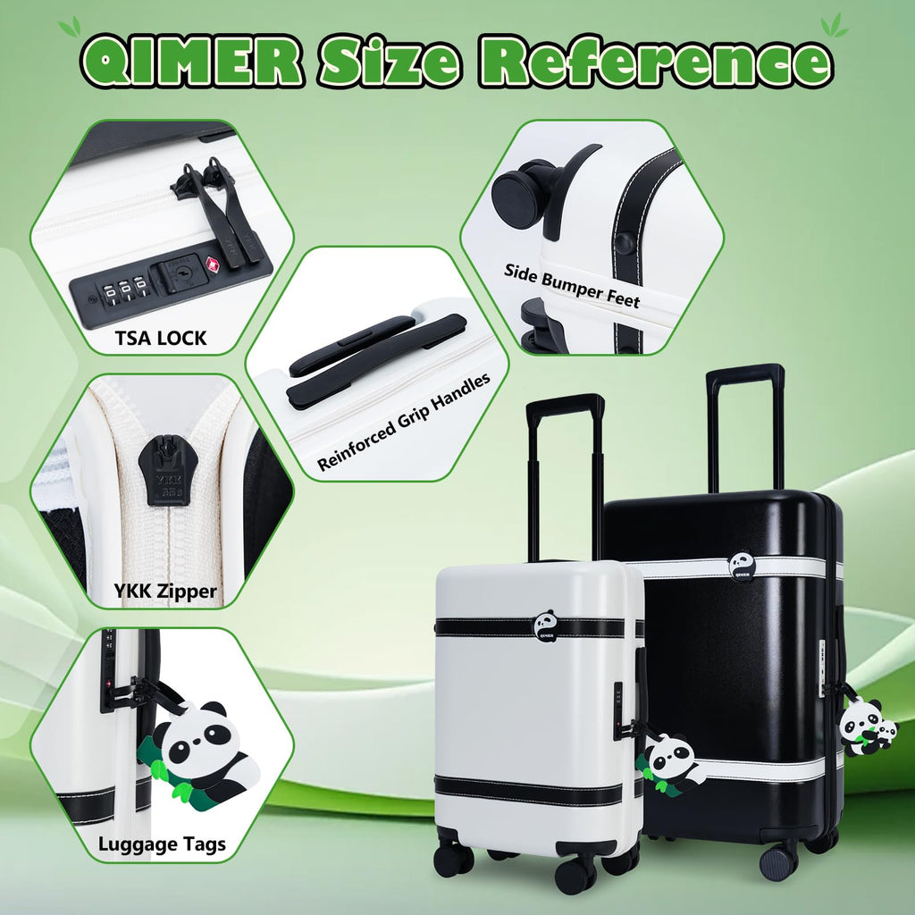 20-inch White PC Hardshell Carry-On Luggage with Spinner Wheels P6555