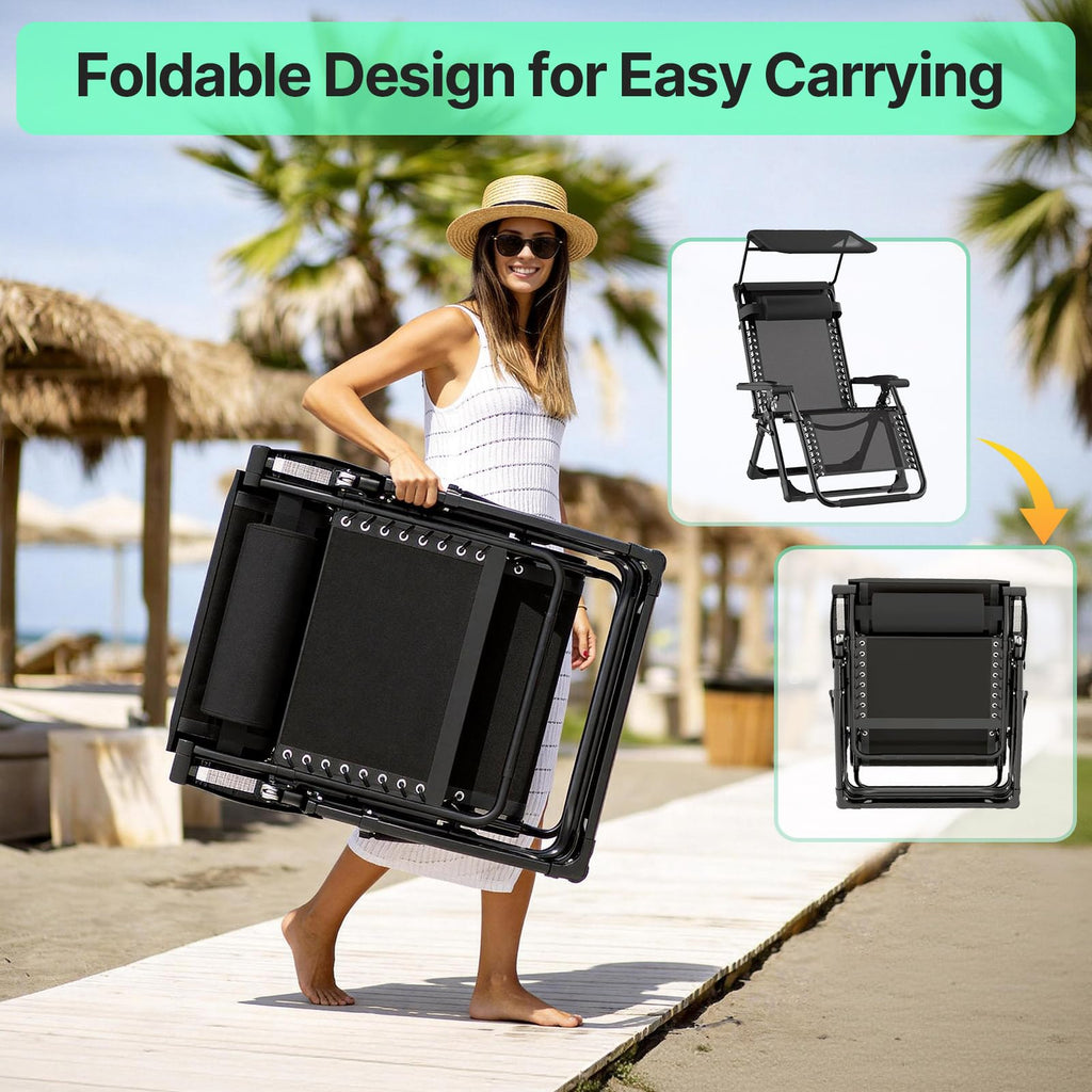 Zero Gravity Reclining Camping Chair with Canopy I290