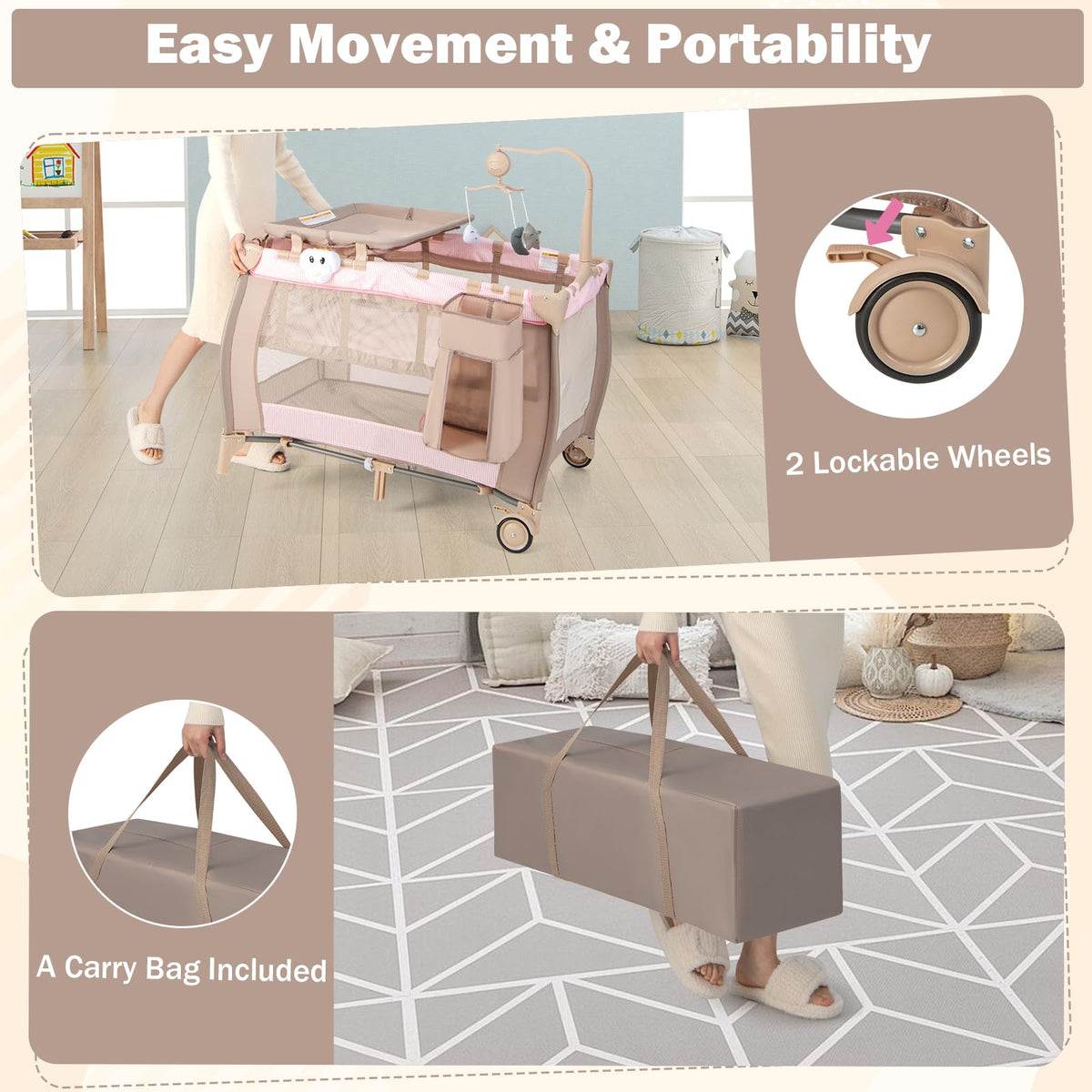 3 in 1 Portable Baby Playard with Bassinet and Changing Table C1635