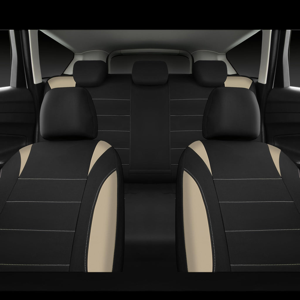 Waterproof Car Seat Covers Full Set Black and Beige J927846