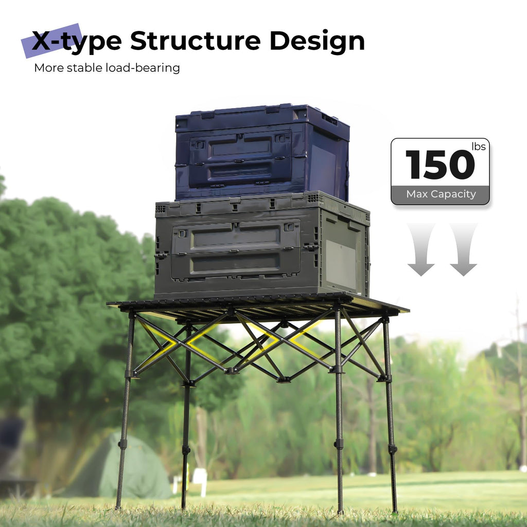 Folding Camping Table Aluminum Adjustable Height Black T756997