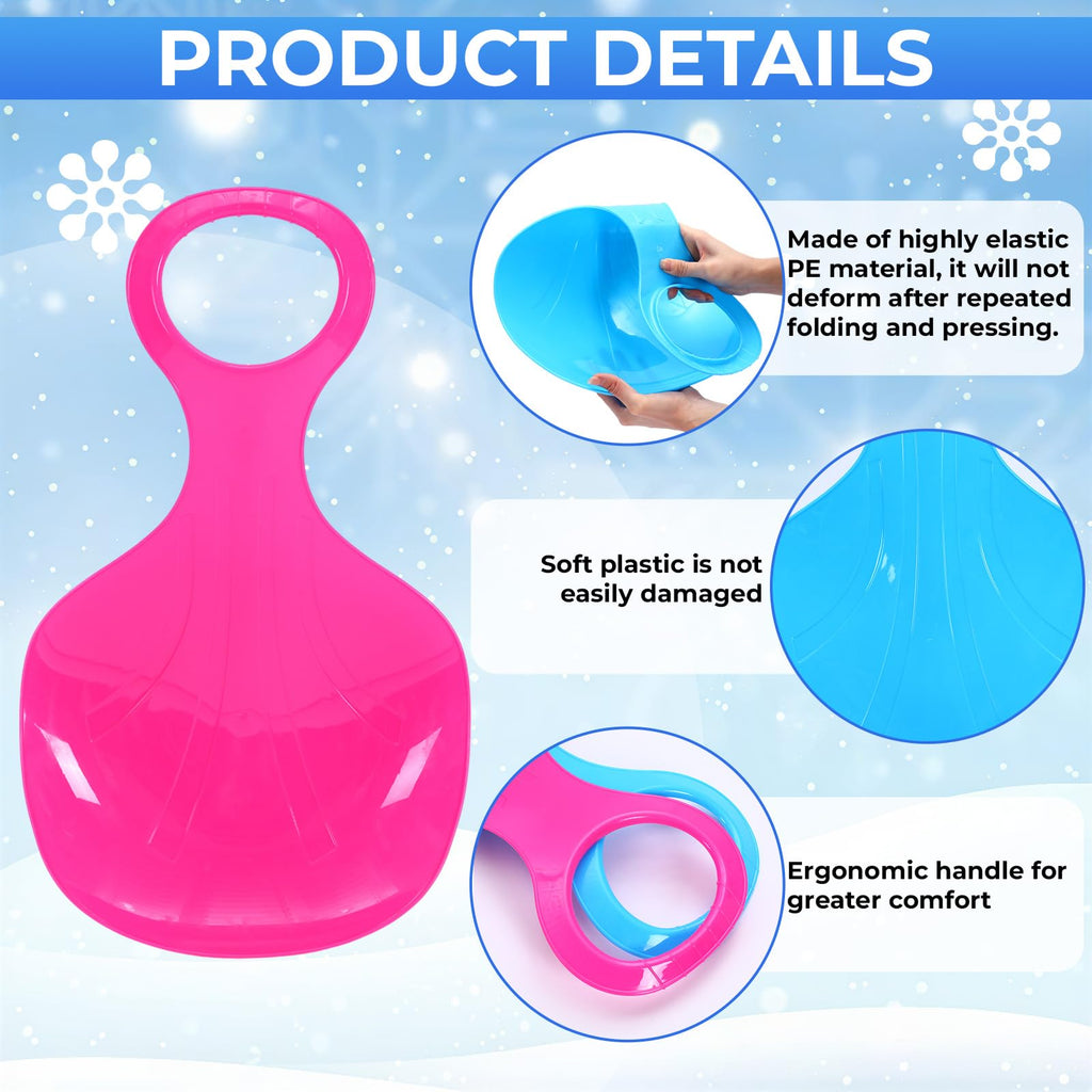 3 Pcs 35 Inch Plastic Snow Sleds with Rope N5162