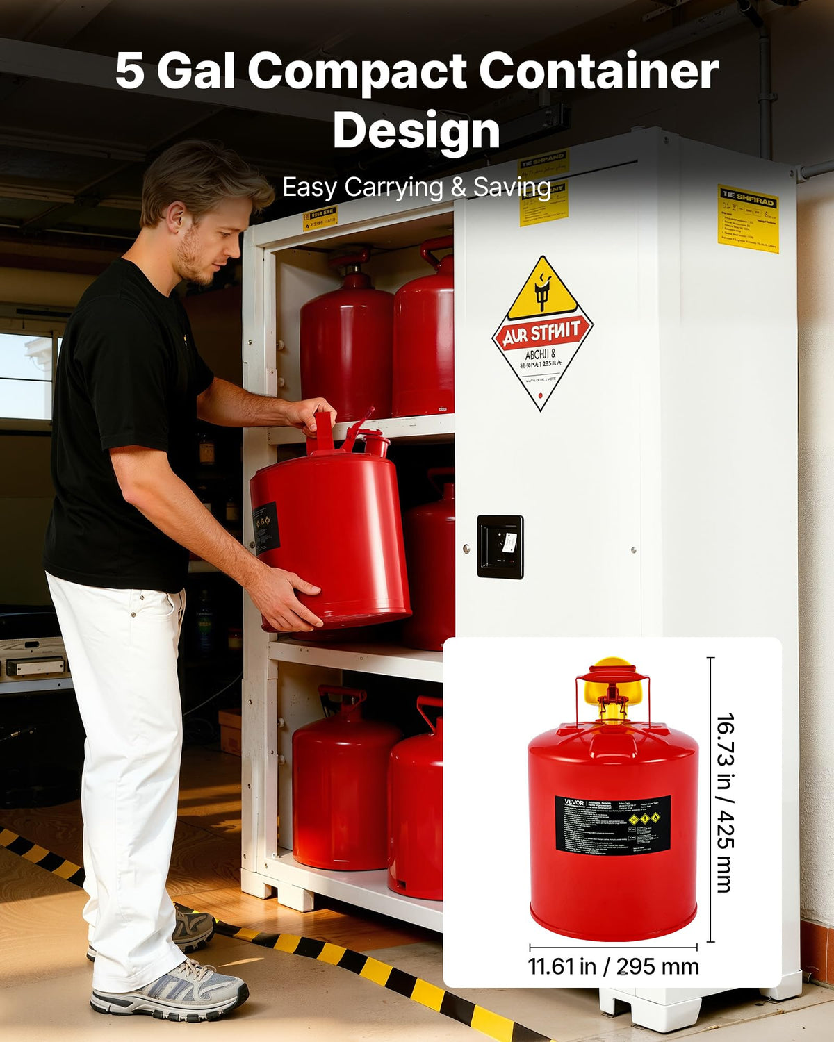 5 Gallon Red Metal Safety Gas Can with Flame Arrester V1864