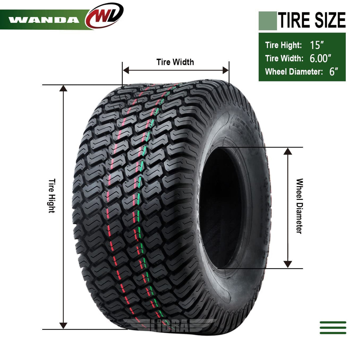 15x6-6 Lawn Mower Tractor Tires Set 2 N4874