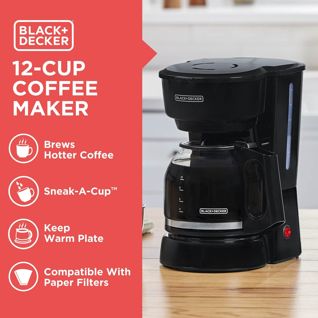 12-Cup Coffee Maker with Removable Filter Basket, Black C6717