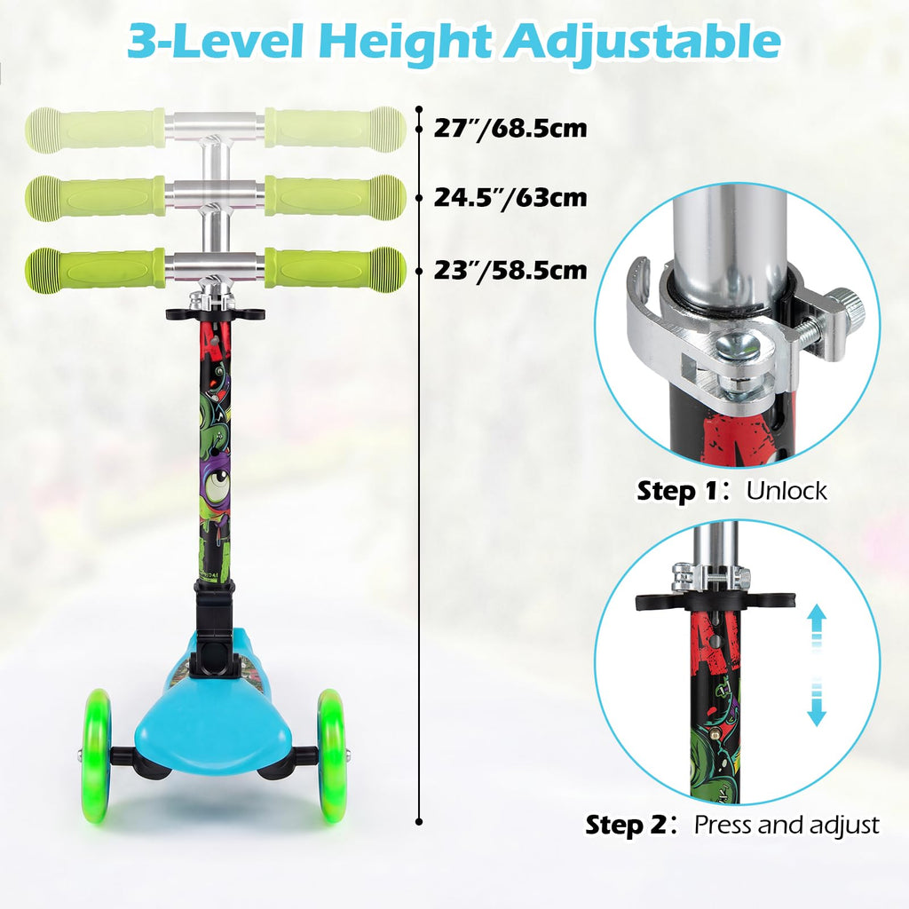 Kids 3-Wheel Kick Scooter with LED Front Wheels F9956