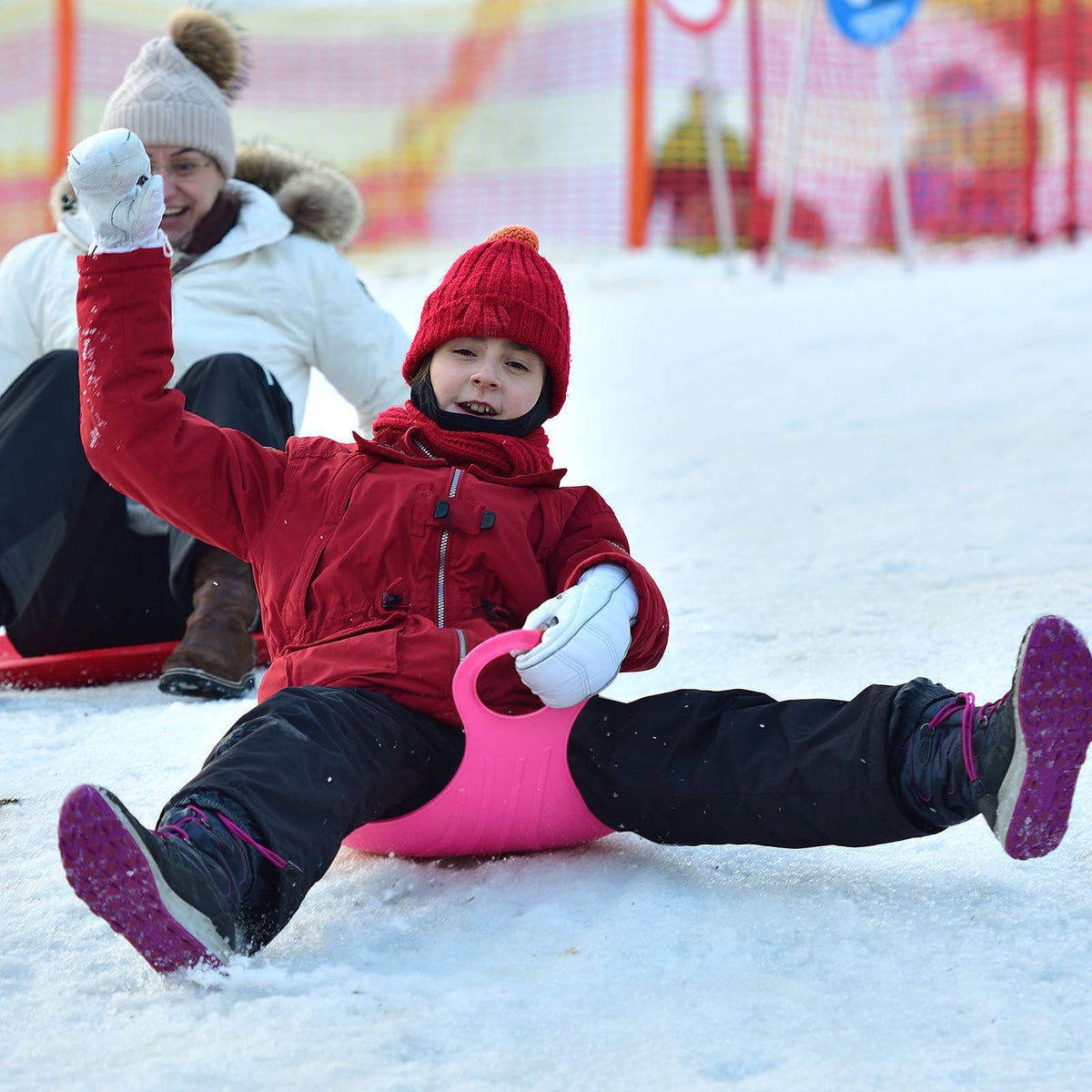 3 Pcs 35 Inch Plastic Snow Sleds with Rope N5162