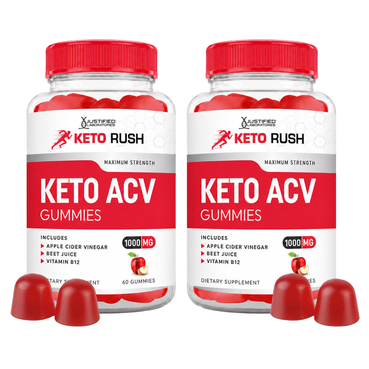 Keto ACV Gummies 1000 mg 60 Count Pack of 2 Vegan Gluten Free P129