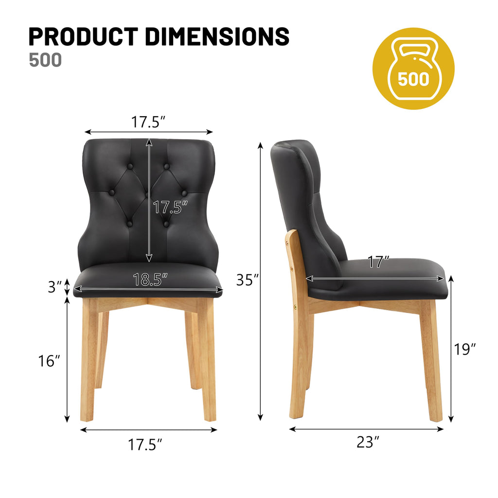 Black Upholstered Dining Chairs Set of 4 PU Leather X450432