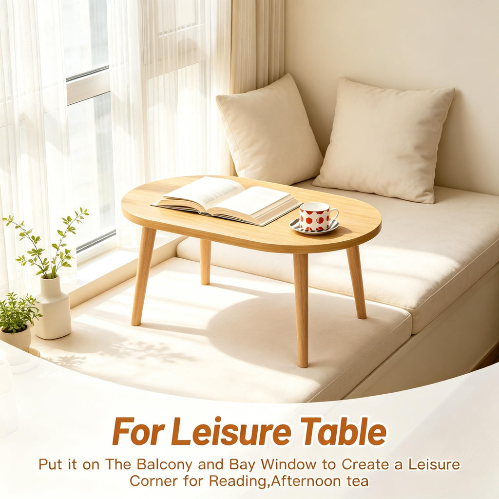 Small Oval Coffee Table with Solid Wood Legs Z8198