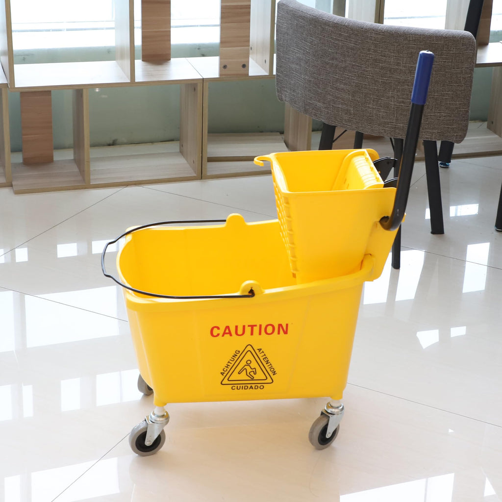 Commercial Mop Bucket with Side Press Wringer on Wheels Z919273