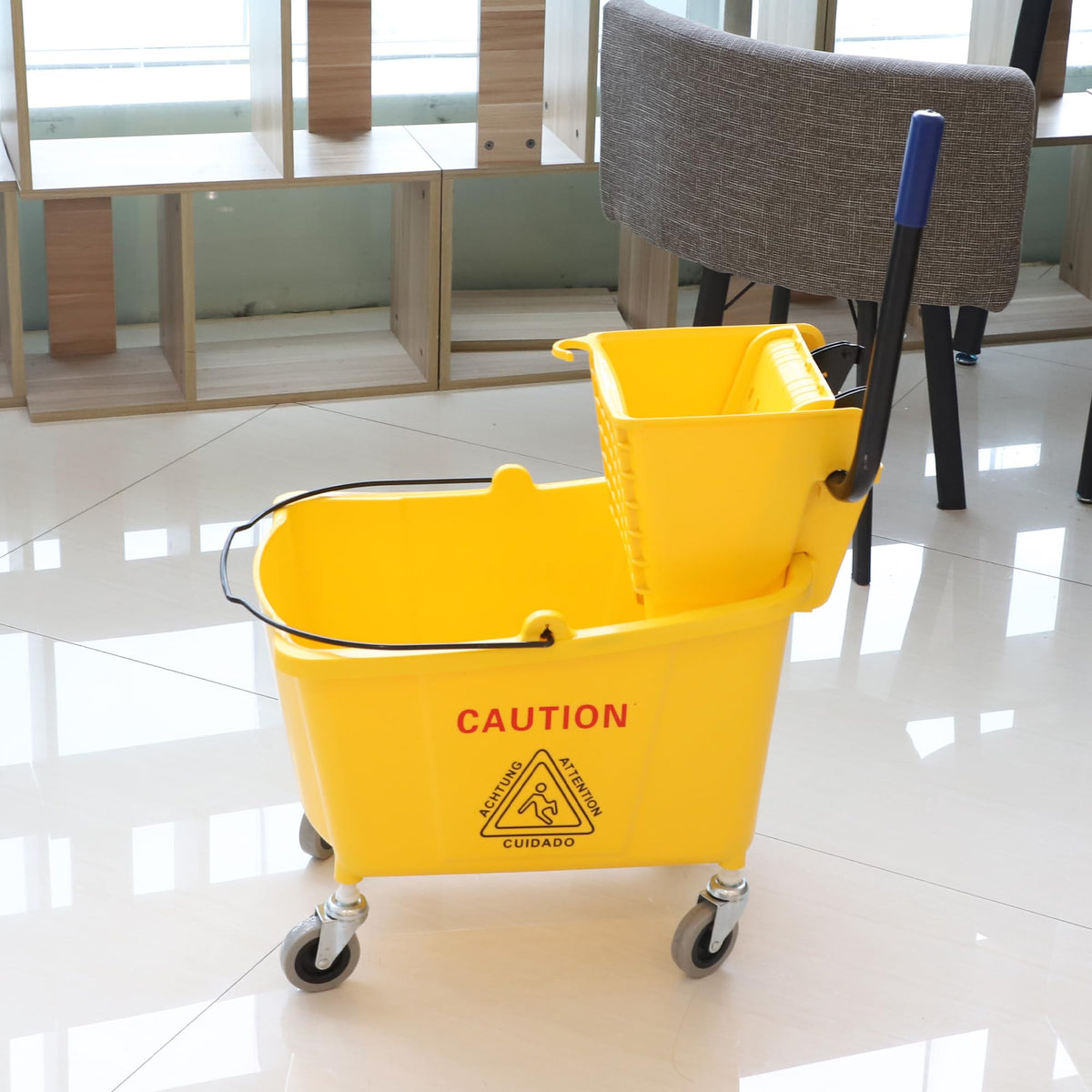 Commercial Mop Bucket with Side Press Wringer on Wheels Z919273