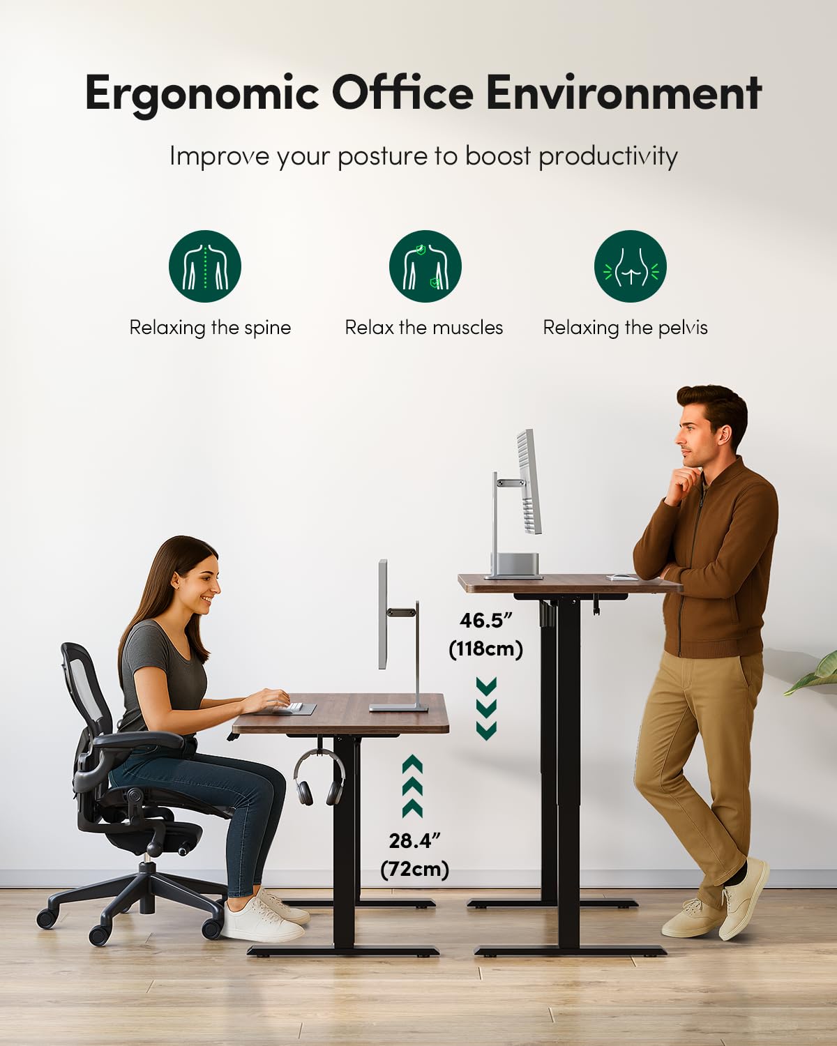 48 x 24 Black Walnut Adjustable Standing Desk U212521