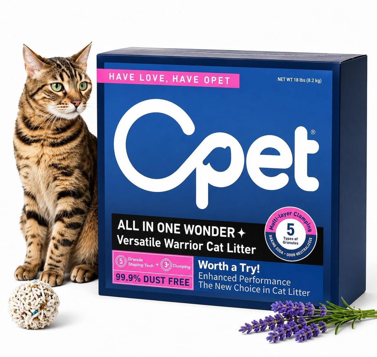 Tofu & Bentonite Mixed Cat Litter 18LB Lavender Scented Clumping F5405